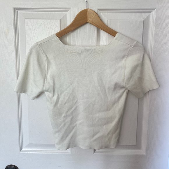 White Square Neck Twit Crop Top - Picture 2 of 2